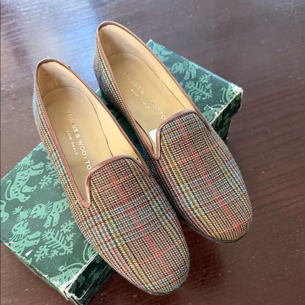 Stubbs & Wootton Men's Multicolor Plaid Loafers